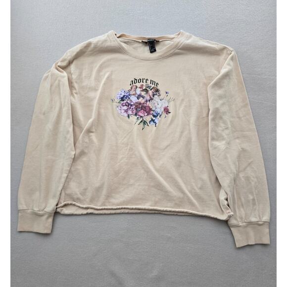 Forever21 Adore Me Sweater Top Womens Small Beige Crew Neck Long Sleeve Pullover - Picture 4 of 12